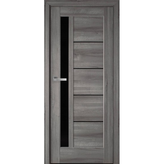 Міжкімнатні двері Новий Стиль ПВХ Делюкс Грета 600 мм  grey new BLK скло