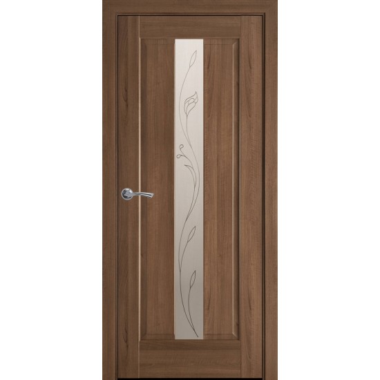 Міжкімнатні двері Новий Стиль Прем'єра 700 мм  ПВХ Делюкс золота вільха стекло 1  