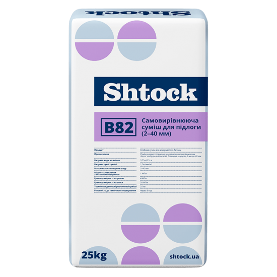 Самовирівнююча суміш для підлоги (2-40 мм) Shtock B82 25кг 