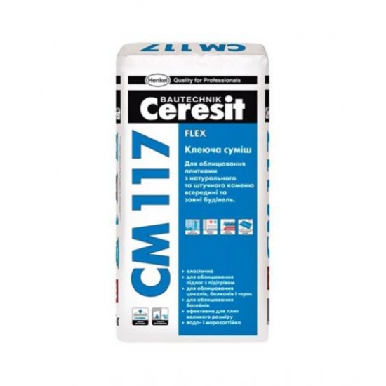 Клей для плитки flexible CERESIT CМ 117 25 кг