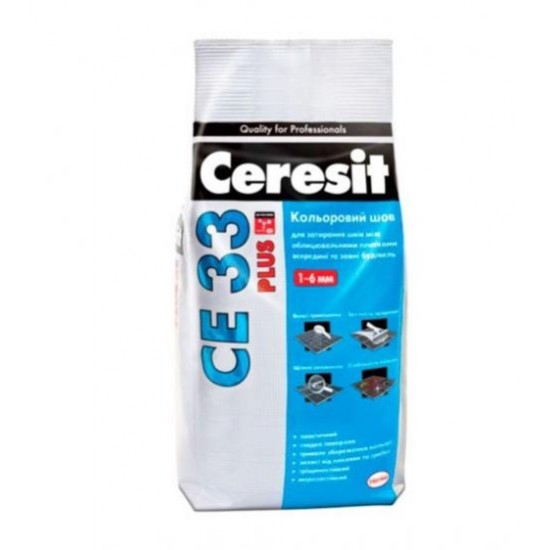 Затірка для швів плитки колір чорний Ceresit CE 33 Plus (Церезіт СЕ 33) 117 2 кг